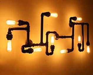 MAMINGBO Industrial Water Pipe Wall Sconce Steampunk Vintage E26 Edison Iron Metal Wall Lamp Light Fixture for Corridor Cafe Bar Home steampunk buy now online