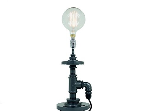 Pipe Art Table Lamp-Bonatti Grey, Steel, B22d steampunk buy now online