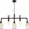 Industrial Wind Loft Pendant Light American Country Water Pipe Cage 5 Chandeliers Edison Ceiling Light Island Steampunk Chandeliers E27 Barn Adjustable Pipe Chandeliers Excellent steampunk buy now online