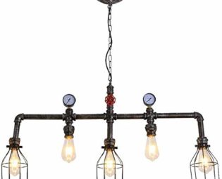 Industrial Wind Loft Pendant Light American Country Water Pipe Cage 5 Chandeliers Edison Ceiling Light Island Steampunk Chandeliers E27 Barn Adjustable Pipe Chandeliers Excellent steampunk buy now online