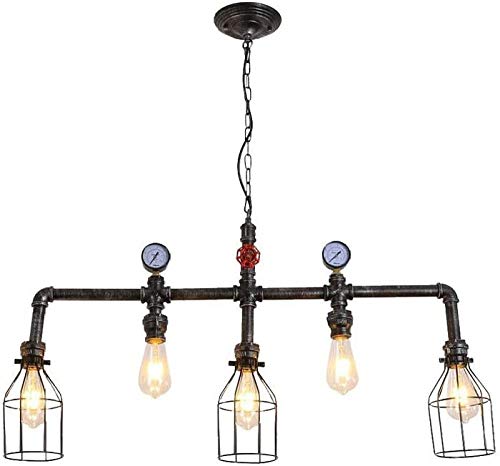 Industrial Wind Loft Pendant Light American Country Water Pipe Cage 5 Chandeliers Edison Ceiling Light Island Steampunk Chandeliers E27 Barn Adjustable Pipe Chandeliers Excellent steampunk buy now online