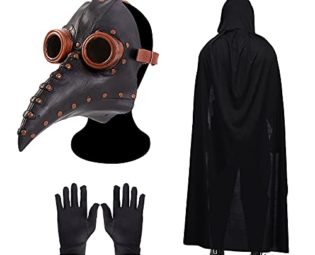 Plague Doctor Mask Bird Beak Long Nose Beak Steampunk Mask with a Pair of Gloves and Black Hooded Cloak Halloween Costume Props Mask steampunk buy now online