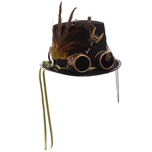 GRACEART Steampunk Top Hat with Goggles Halloween Costume Hat Gothic Cosplay Vintage Punk Hat for Men Women(Head circumferences-61cm) steampunk buy now online