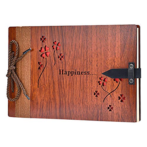 ZEEYUAN Photo Album Scrapbook, 11.4 x7.4 Inches Wooden DIY Album Book with 80 Pages Present for Valentines Mothers Anniversary Day Birthday steampunk buy now online