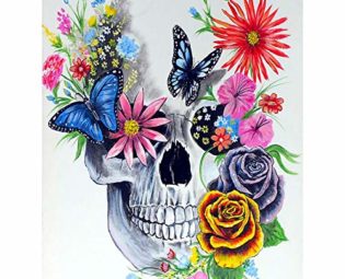 DIY Diamond Painting, Crystal Rhinestone Diamond Embroidery Pictures Arts Craft for Home Wall Decor Butterfly Flower Skull 11.8x15.7 in by UM UPMALL steampunk buy now online