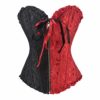 PAUSUNA Women's Black Red Bustier Burlesque Basque Rouge Zip Lace Up Boned Corset Top (Floral Black Red (Zip up), L) steampunk buy now online