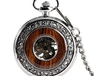 TOSLEJF Vintage Wood Mechanical Pocket Watch Roman Numerals Creative Carving Flower Dial Wooden Watches Pendant Chain Gifts steampunk buy now online