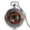 TOSLEJF Vintage Wood Mechanical Pocket Watch Roman Numerals Creative Carving Flower Dial Wooden Watches Pendant Chain Gifts steampunk buy now online