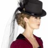 Smiffys 48413 Deluxe Ladies Victorian Top Hat, Black, One Size steampunk buy now online