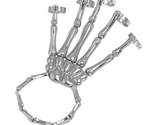 Holibanna Punk Wristband Skull Fingers Metal Skeleton Hand Bracelet with Ring Exaggerated Metal Skull Finger Bone Joint Bracelet for Women Girls Party Gifts Jewelry (Silver) steampunk buy now online