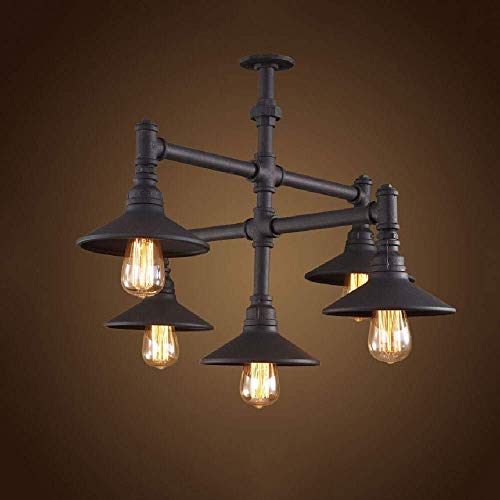 Zenghh 5-Heads Semi Flush Mount Personality Steampunk Water Pipe Metal Pendant Lamp Edison Wrought Iron for Bedroom Restaurant Hall Garage Bars Galleries Showrooms House Loft steampunk buy now online