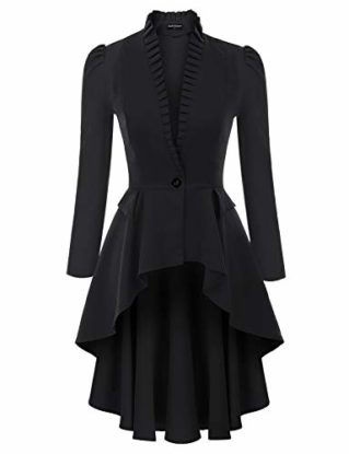 SCARLET DARKNESS Coat Chic Elegant Vintage Retro Steampunk Women High-Low Hem Black 2XL SL2144-2 steampunk buy now online