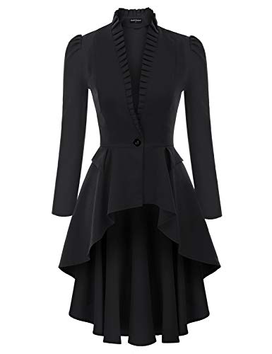 SCARLET DARKNESS Coat Chic Elegant Vintage Retro Steampunk Women High-Low Hem Black 2XL SL2144-2 steampunk buy now online