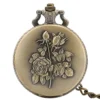Elegance Rose Flowers Design Full Hunter Bronze Quartz Pocket Watch Steampunk Pocket Chain Retro Pocket Pendant Clock steampunk buy now online