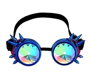 Spiked Retro Kaleidoscope Glasses Crystal Rainbow Steampunk Goggles Welding Style Eye Protection Goggles Cosplay Punk Goggles steampunk buy now online
