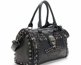 Women Skull Handbag Tote Purse Large Capacity Gothic Shoulder Bag with Strap Studded Doctor Handbag, Black steampunk buy now online