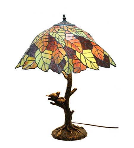 Desk Lamp, European Retro Creative Glass Table Lamp, Bedroom and Living Room Leaf Pastoral Decoration Night Light steampunk buy now online