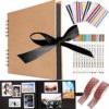 Viwril DIY Scrapbook, 80 Pages Photo Album Memory Books 12 x 8 inch A4 Craft Paper DIY Handmade Album With 12 Metallic Marker Pens Anniversary Wedding, Travelling Gift (Brown) steampunk buy now online
