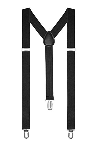 Boolavard Braces/Suspenders One Size Fully Adjustable Y Shaped With Strong Clips (Black) steampunk buy now online