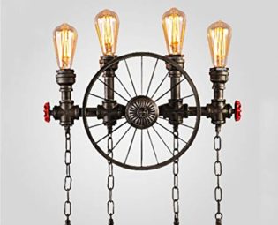 HDZWW Retro Industrial Steampunk Wall Sconce, 4 Lights Metal Water Pipe Style Wall Mounted Lamp Light Fixture in Antique steampunk buy now online