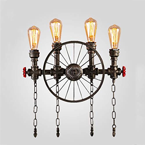 HDZWW Retro Industrial Steampunk Wall Sconce, 4 Lights Metal Water Pipe Style Wall Mounted Lamp Light Fixture in Antique steampunk buy now online