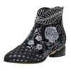 Women Shoes Ladies Short Boots Floral Embroidered Pointed Toe Zipper Cowboy Boots Classic Cowboy Boots Business Office Work Party Dress Shoes (Black, 7) steampunk buy now online