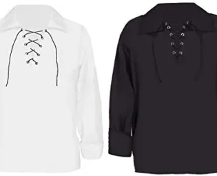 KIDS CHILDRENS WHITE GOTHIC LACE SHIRT FANCY DRESS COSTUME - MEDIEVAL LACE UP STEAMPUNK VICTORIAN PIRATE WHITE SHIRT FANCY DRESS FOR BOYS AND GIRLS - LARGE steampunk buy now online