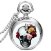 JewelryWe New Skull and Flower Print Quartz Pocket Watch Pendant Necklace White Dial Arabic Numerals with 31.5" Chain, with Gift Bag steampunk buy now online JewelryWe New Skull and Flower Print Quartz Pocket Watch Pendant Necklace White Dial Arabic Numerals with 31.5" Chain, with Gift Bag steampunk buy now online