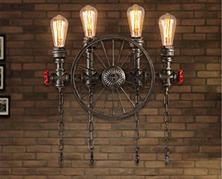 Vintage Wall Light E27 Creativity Vehicle Wheel Iron Water Pipe Wall Lamp 4 Lights Retro Loft Industrial Style for House, Bar, Restaurants, Coffee Shop, Club Decoration steampunk buy now online
