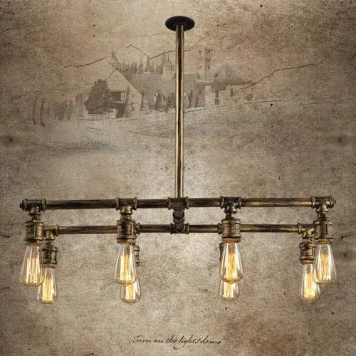 Dicai Steampunk 8-Lights Vintage Industrial Chandelier Iron Metal Water Pipe Shaped Ceiling Hanging Light Pendant Lamp Holder Fixture for Bar Club Restaurant E27 steampunk buy now online