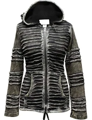 SHOPOHOLIC FASHION Women Stone Washed Slashed Razor Cut Hoodie , 3XL, Black steampunk buy now online