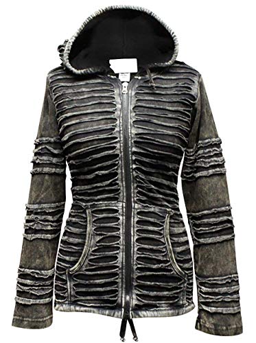 SHOPOHOLIC FASHION Women Stone Washed Slashed Razor Cut Hoodie , 3XL, Black steampunk buy now online