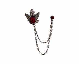 Knighthood Gun Metal with Red Stone Crown Hanging Chain Lapel pin Badge Coat Suit Wedding Gift Party Shirt Collar Accessories Brooch for Men steampunk buy now online