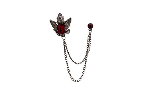 Knighthood Gun Metal with Red Stone Crown Hanging Chain Lapel pin Badge Coat Suit Wedding Gift Party Shirt Collar Accessories Brooch for Men steampunk buy now online