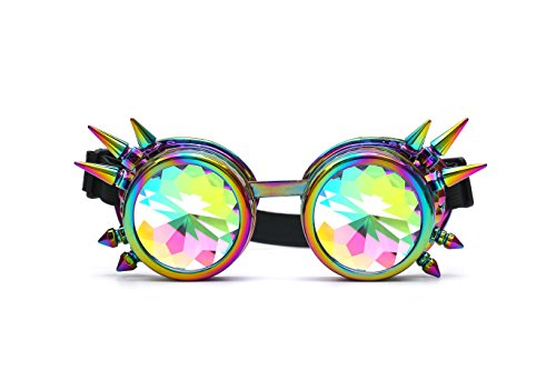 AFUT New Sell Kaleidoscope Goggles - Cyber Real Crystal Prism Steampunk Rainbow Lenses for Halloween Goggles Shows steampunk buy now online