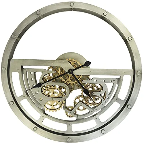 26'' Unique Large Real Moving Gears Wall Clock for Living Room Decor, Oversized Modern Steampunk Cog Decorative, Giant Metal Clocks for Kitchen Fireplace Farmhouse Office Cafe Studio (Bronze) steampunk buy now online