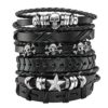 Milakoo 6Pcs PU Leather Bracelet Braided Rope Women Men Punk Rock Gothic Skull Bracelet steampunk buy now online