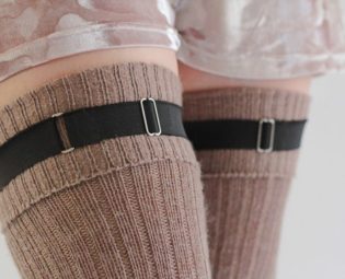 BLACK Elastic Clip Garters for THIGH High Socks - Ideal for plus size Elastic Stocking Suspenders, Garters that really work, hold ups pearls by footFETISHsocks steampunk buy now online