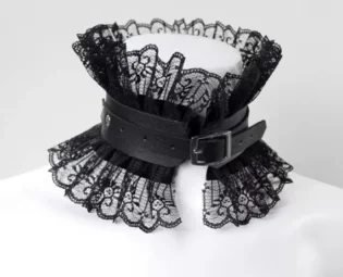 Black leather lace high goth choker drama Halloween dress Renaissance choker goth punk black ladies choker black Halloween dress choker by Theemeraldfairies steampunk buy now online