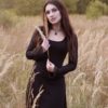 Black winter dress. gothic dress. Witchy mesh dress. Elven black dress. Elven dress. Goth dress. Gothic clothing. LBD. Festival. Steampunk by AbstractikaCrafts steampunk buy now online