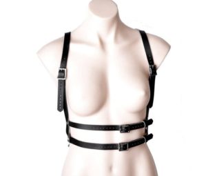Handcrafted Black Leather Body Harness | Buckle Detail Lingerie Harness - har4blk by MercyIndustries steampunk buy now online