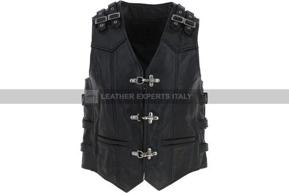 Mens Real Cow Leather Biker Vest Brando Vest Steampunk Leather Waistcoat Gift For Him Black Leather Vest - Handmade Genuine Leather Vest by LeatherExpertsItaly steampunk buy now online