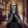 Midnight Baroque Scrolls - Gothic Victorian Corset Ball Gown by GallerySerpentine steampunk buy now online