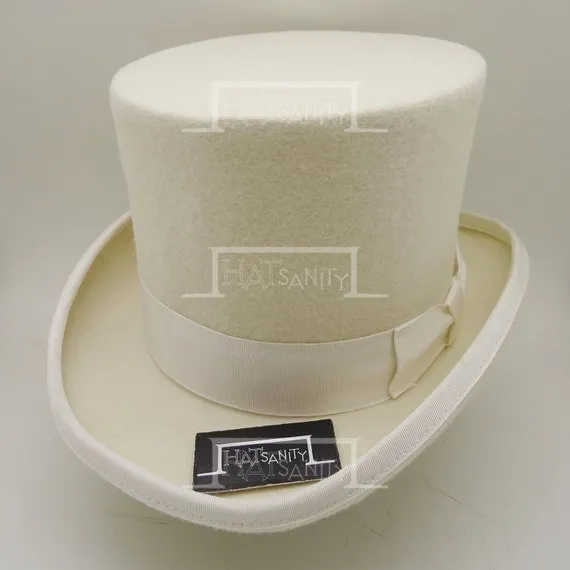 Nude Hat for DIY | Steampunk - Retro Wool Felt Topper Top Hat with removable Monocular Goggle and Decorative Rivets IVORY by HATsanity steampunk buy now online