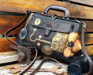 Steampunk bag personalized Leather medical bag Hand painted doctor bag by InGAartWork steampunk buy now online