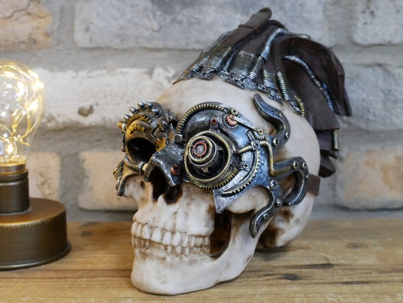 Steampunk Skull Ornament Shelf Desk Sitting Sculpture Home Decor Gift by idustrialdesignco steampunk buy now online