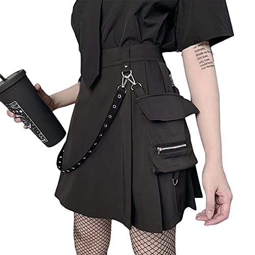 FeMereina Women Mini Pleated Skirt High Waist Short A-line Flare Gothic Punk Y5k Skirt, Ladies Cross Pattern Printing Skirts steampunk buy now online