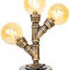 ZGYQGOO Industrial Steampunk Table Light 3 Lights - Desktop Water Pipe Lamp with Glass Shade - Vintage Desk lamp Bedside Nightstand Lamp Antique Night Light for Living Room Bedroom steampunk buy now online