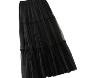 Janly Clearance Sale Skirt for Women , Women Spring Summer Elastic High Waist Long Mesh Skirt Womens Gauze Skirt , for Holiday Summer (Black-XL steampunk buy now online