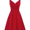 SCARLET DARKNESS Retro Steampunk Sleeveless with Drawstring Women Dress Medieval V-Neck A-Line Cocktail Party Dress M Red 164S22-2 steampunk buy now online